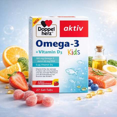 (F2602027)德國 雙心Doppelherz 兒童Omega-3魚油 + D3咀嚼錠