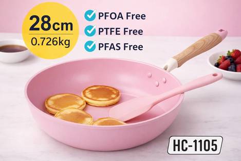 (T2602045)日本 PEARL 多用途陶瓷不沾鍋 28cm／粉色