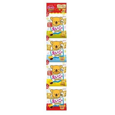 (N2603171)日本 LOTTE樂天 小熊英文餅乾四連包/5串 (組)