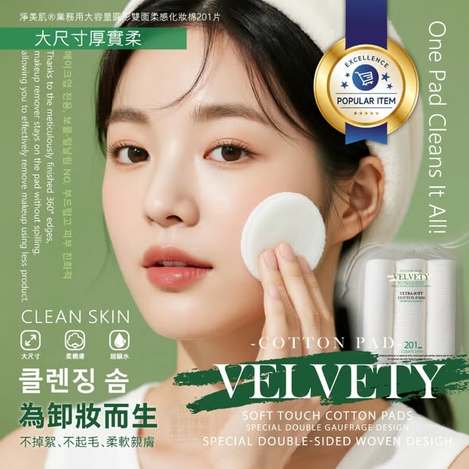 [25組倍數免 直出](G2604162)淨美肌 圓形雙面柔感卸妝棉/201片x2 (組)
