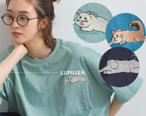 (T2605070)日本 LUPILIEN 100%純棉動物刺繡寬版T恤系列3款