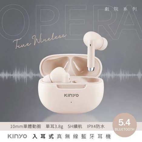 (T2607108)KINYO 入耳式真無線藍牙耳機(BTE-3754)