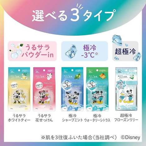 (H2607147)日本 HAPPY DEO Disney身體香氛涼感濕巾系列5款/36枚
