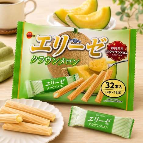 (N2607158) 靜岡皇冠哈密瓜味 愛麗斯威化餅乾棒/115.2g