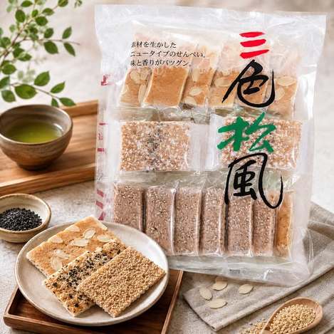 (N2608002)日本 池慶三色松風餅/15入