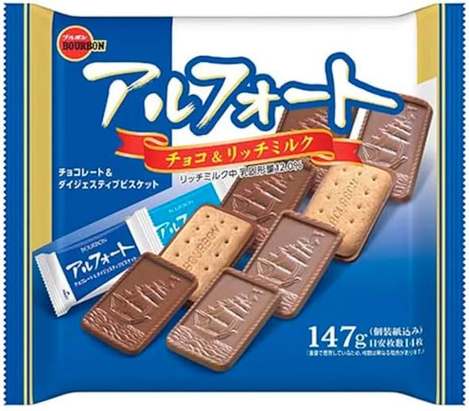(N2609046)日本 Bourbon北日本 A帆船巧克力餅乾(巧克力+牛奶巧克力雙口味)/147g