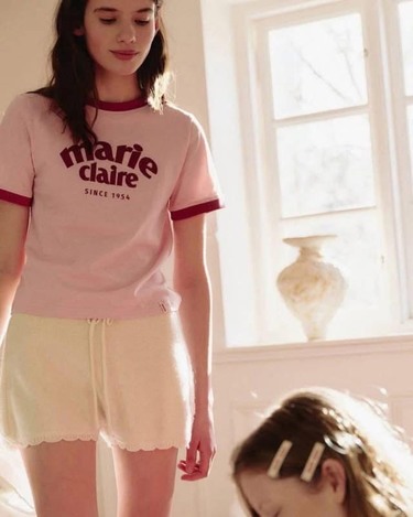 韓國🇰🇷Marie Claire 韓系撞色LOGO短Tee(三色任選）