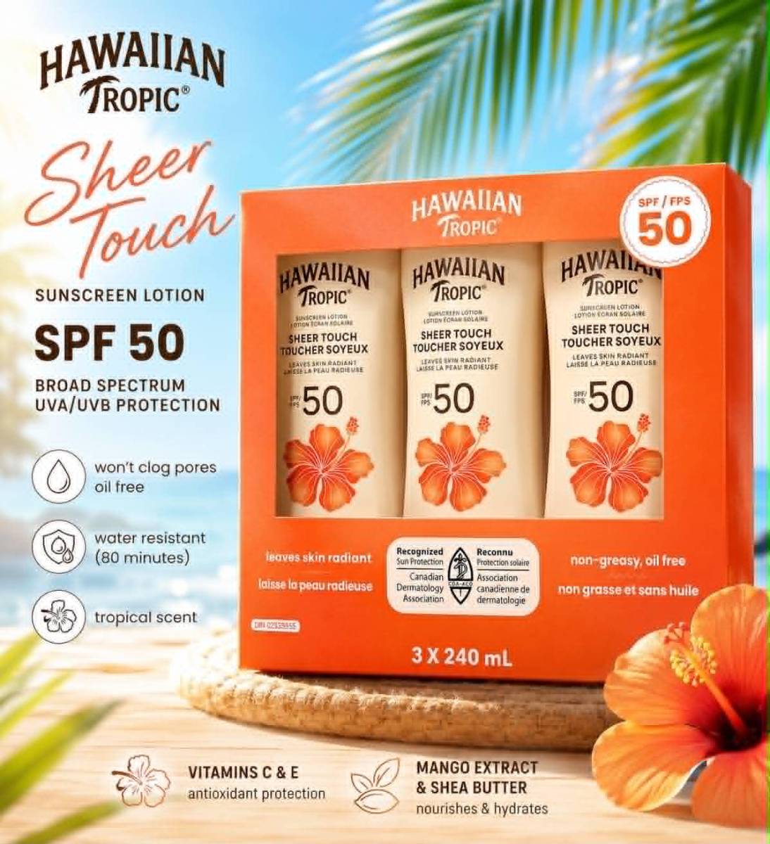 Hawaiian Tropic 夏威夷防曬乳 SPF50｜超值3入組 ☀️