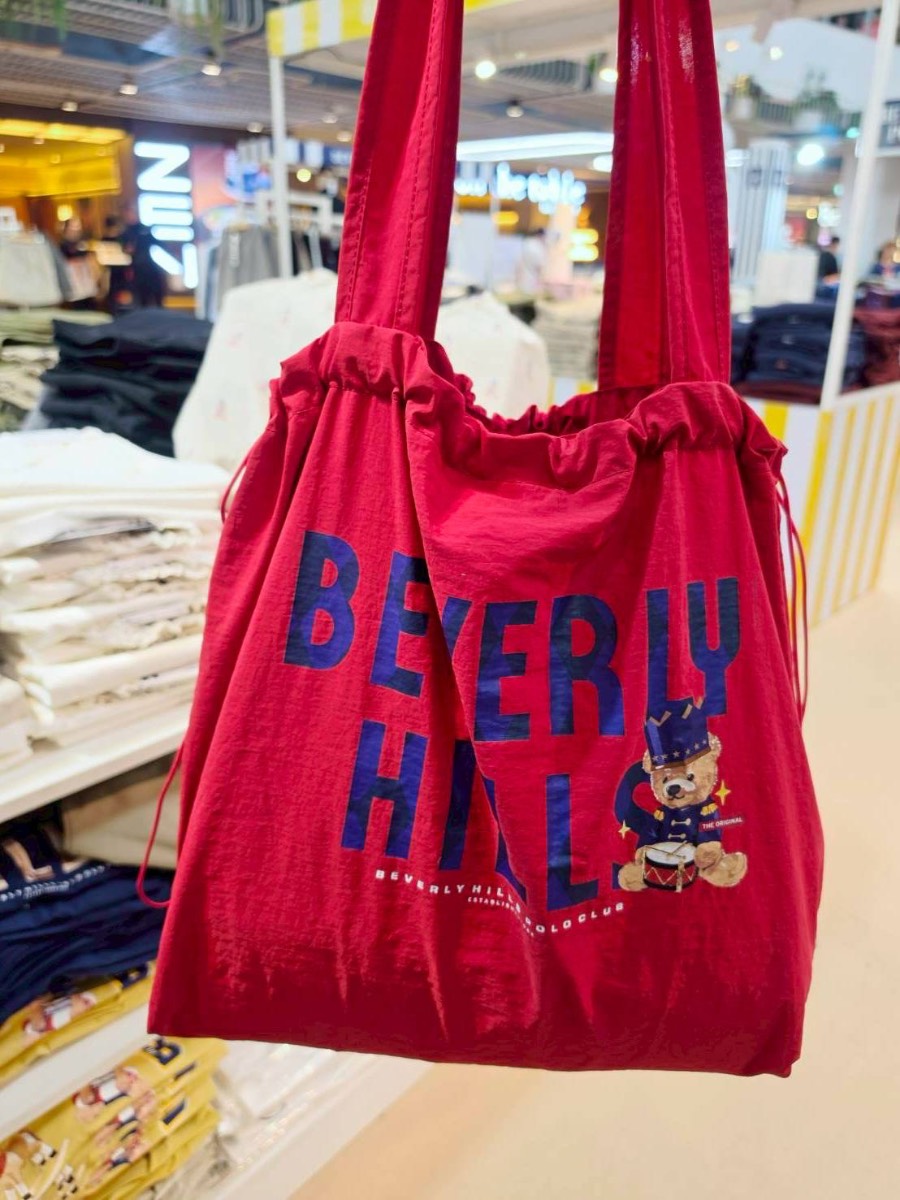 泰國 BEVERLY HILLS POLO CLUB 🧸🎀 小熊束口可折疊購物包
