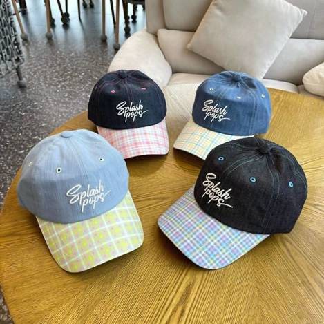  🧢 韓國製 Splash pops 拼接格紋棒球帽