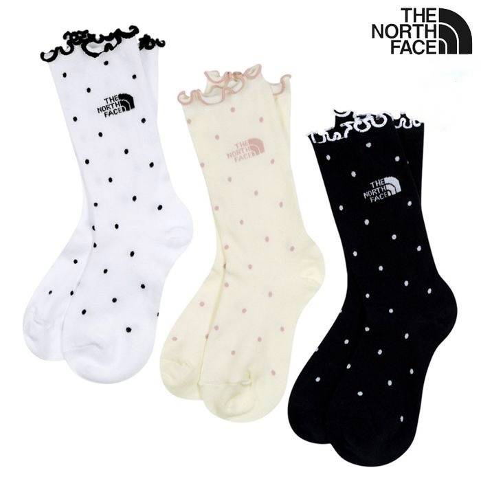 🇰🇷 THE NORTH FACE 女孩點點波浪中筒襪 🧦🤍 一組3雙