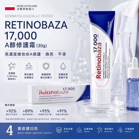 🇵🇱 波蘭爆紅 A醇修護霜 Retinobaza 17000 高濃度維他命A修護霜 30g*2