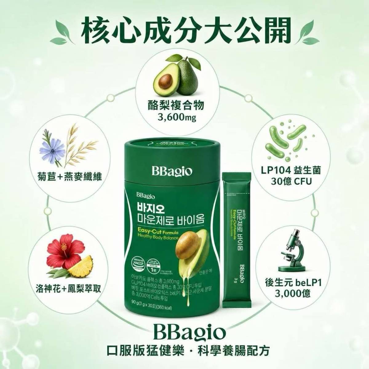 🇰🇷 韓國 BBagio 바지오 마운제로 바이옴 酪梨益生菌膳食纖維 30入