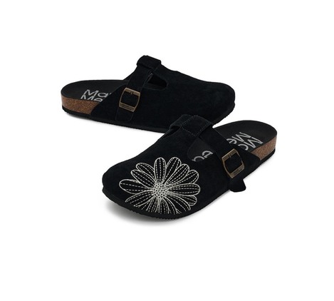 MARDI MERCREDI｜經典花花T字帶絨面穆勒鞋 🖤🌼