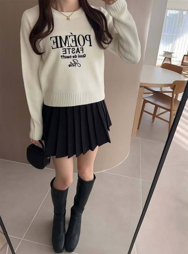 🇯🇵 日本 GRL｜LOGO刺繡短版針織上衣