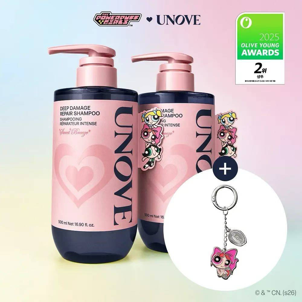 🇰🇷💗 UNOVE × 飛天小女警限定版 DEEP DAMAGE REPAIR 深層損傷修護洗髮精｜500ml×2