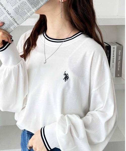 U.S. POLO ASSN. 小馬刺繡配色長袖上衣