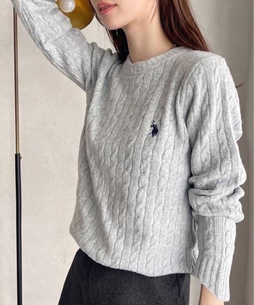 🇯🇵 U.S. POLO ASSN. 麻花針織刺繡圓領上衣