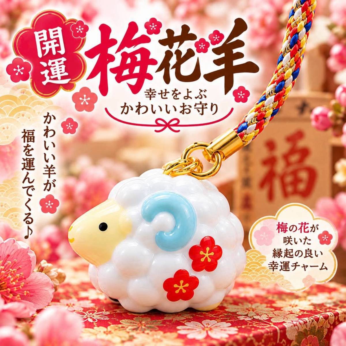 🇯🇵日本開運梅花羊鈴鐺吊飾*2