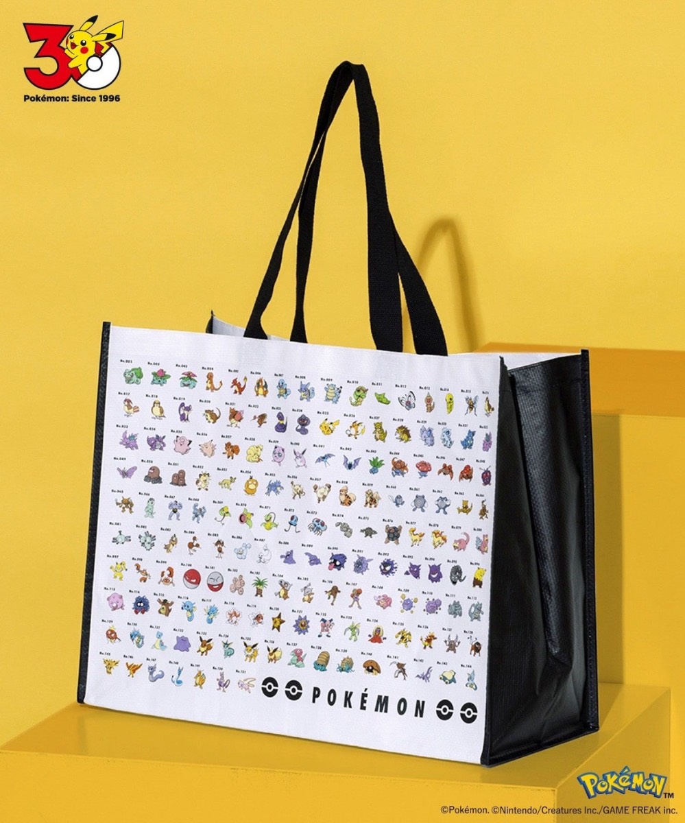 J10 🇯🇵 日本 3COINS × Pokémon 寶可夢30週年紀念 初代151隻寶可夢圖鑑大容量肩背購物袋