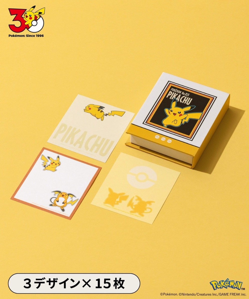 J10 🇯🇵 日本 3COINS × Pokémon 寶可夢30週年紀念 經典角色盒裝便利貼（3款圖案×15張）