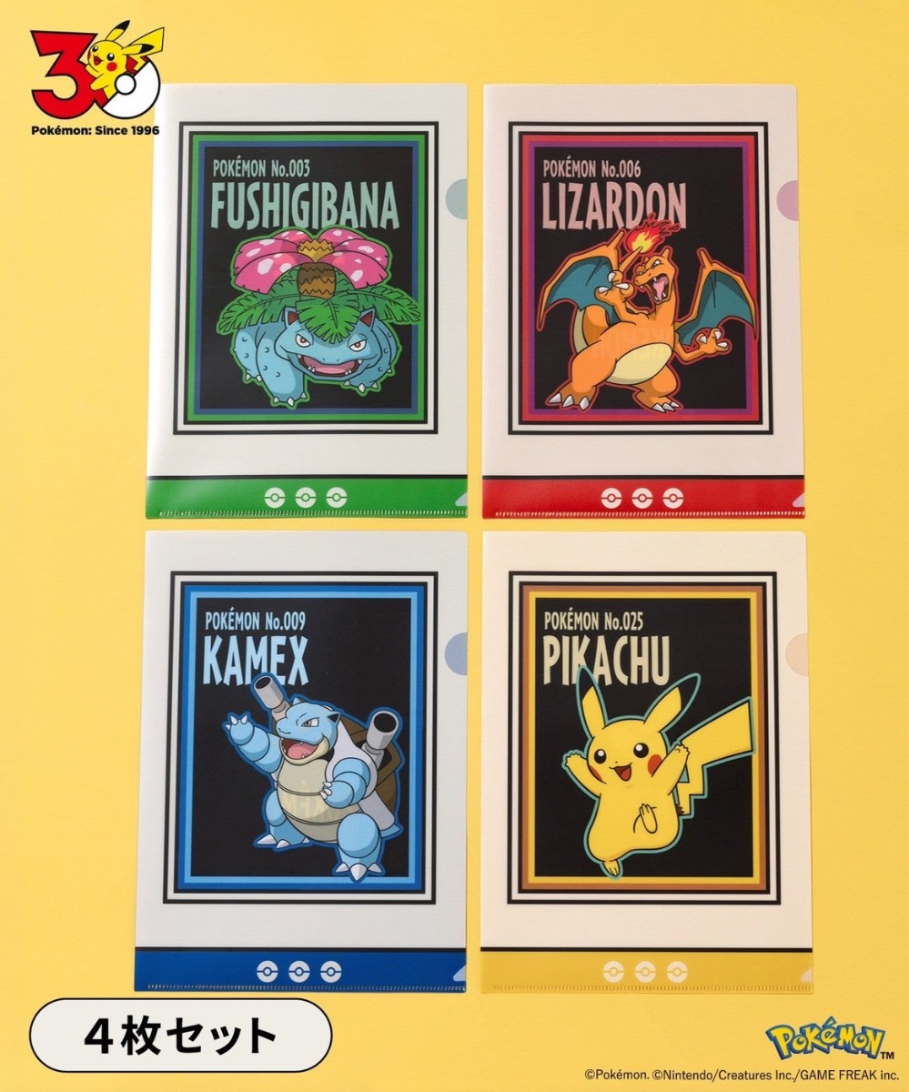 J10 🇯🇵 日本 3COINS × Pokémon 寶可夢30週年紀念 經典角色透明文件夾套裝（4入組）
