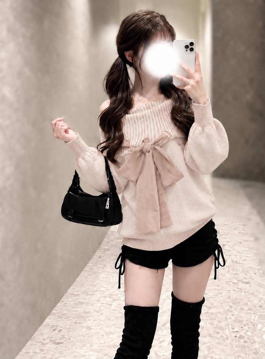 🇯🇵 日本 GRL 蝴蝶結露肩針織上衣 🎀
