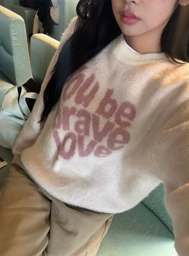 GRL 甜甜愛心字母毛衣