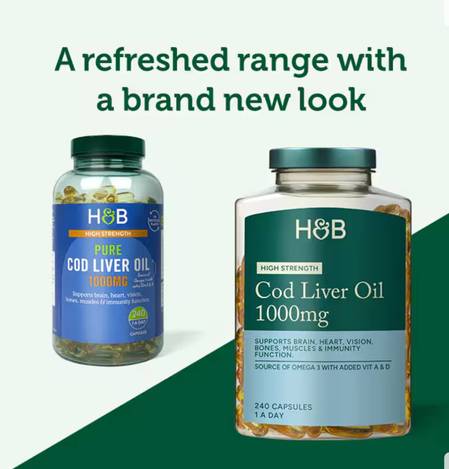 🇬🇧英國 Holland & Barrett荷柏瑞 1000mg 高劑量無污染純鱈魚肝油 240錠 (8個月劑量) 