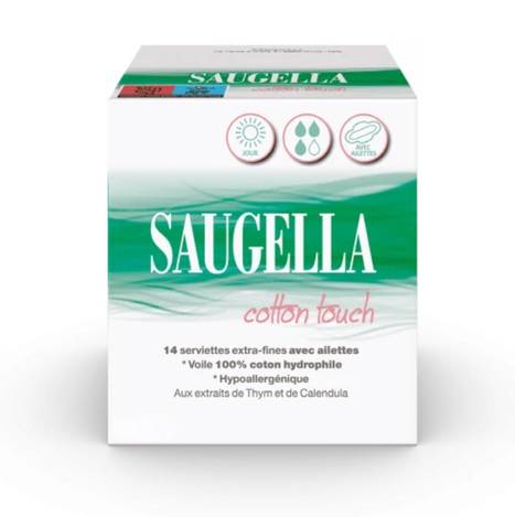 🇫🇷法國Saugella 賽吉兒 COTTON TOUCH 超薄親膚棉質衛生棉 2入組 (日用/夜用)