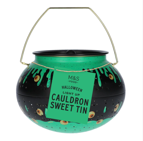 🇬🇧英國M&S瑪莎 Halloween Light Up Cauldron Sweet Tin 萬聖節發光魔法鍋糖果鐵盒 210g