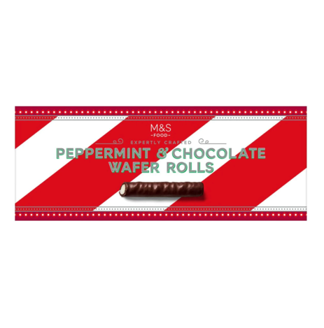 🇬🇧英國M&S 2026聖誕限定 Peppermint & Chocolate Wafer Rolls 薄荷巧克力威化捲 100g
