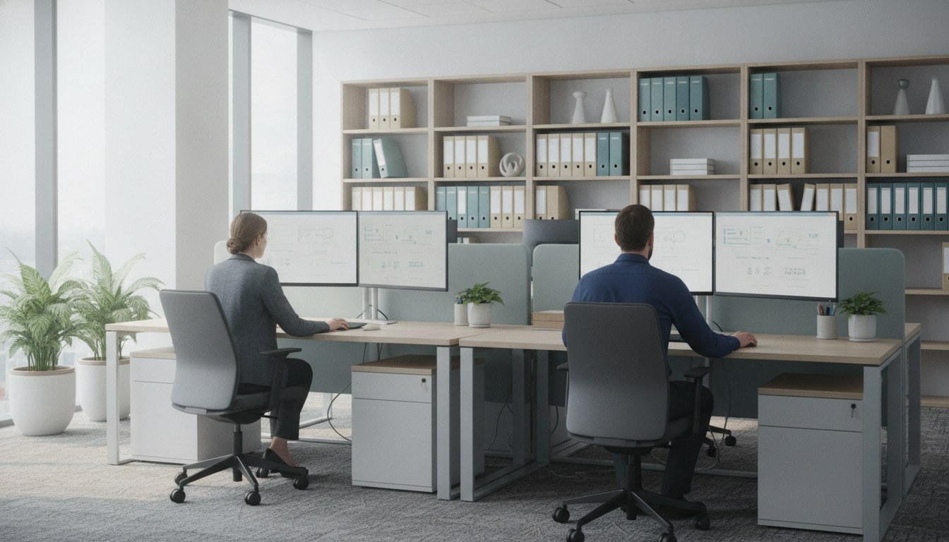 Accounting and law-firm professionals at networked desks in an Orlando office