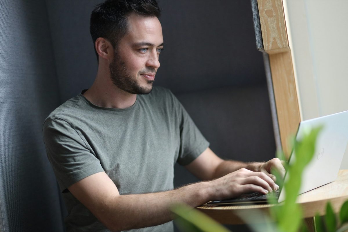 IT specialist working on a laptop