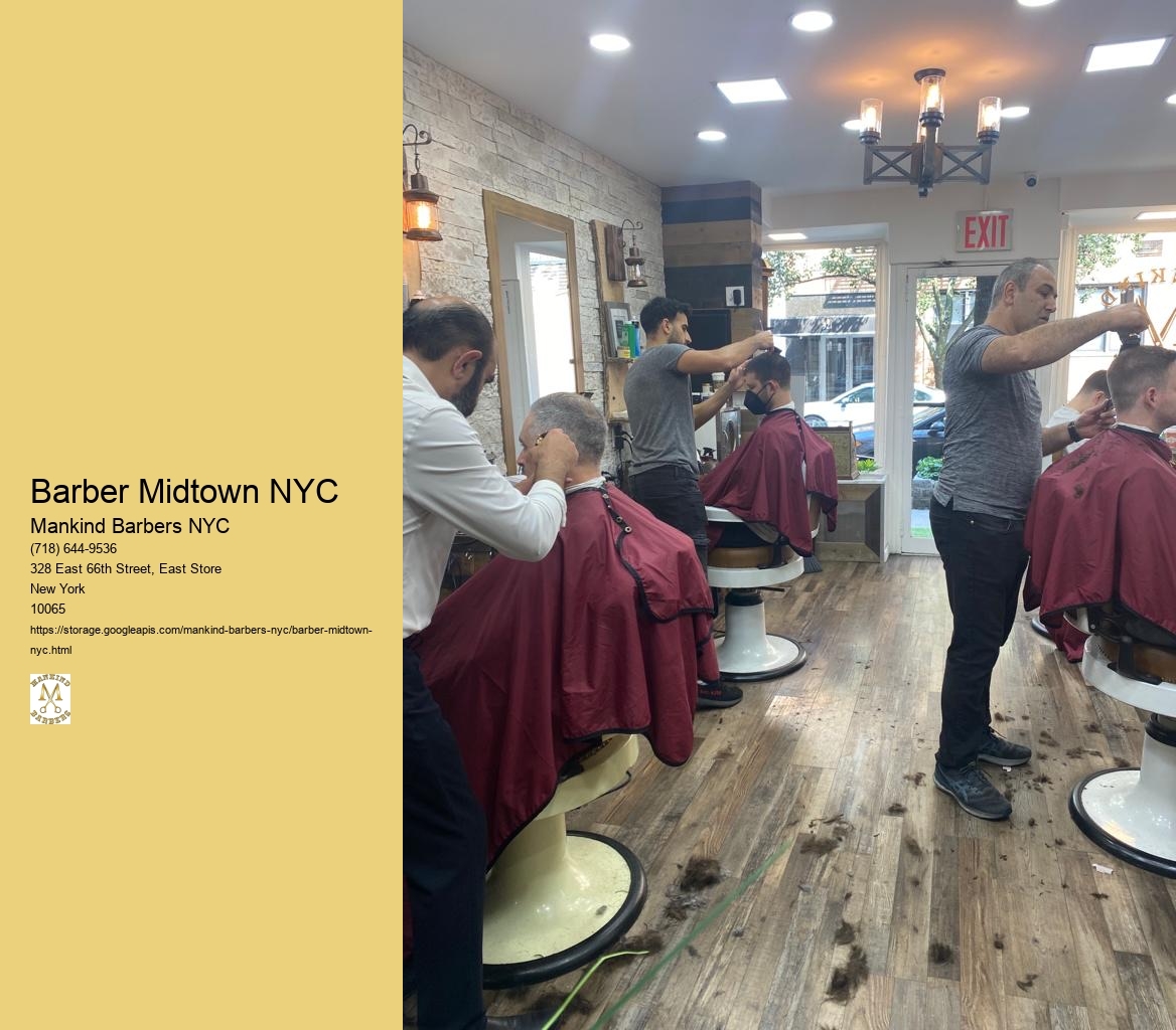 What are the prices for haircuts and other services at the barber in Midtown NYC?