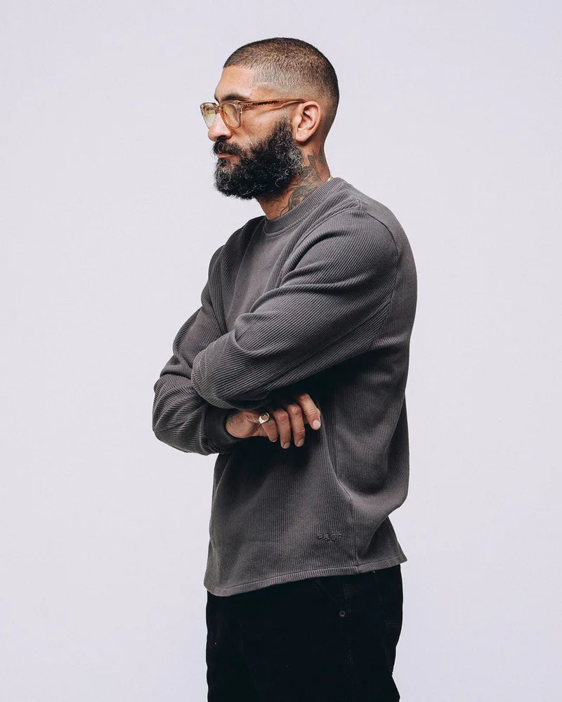 Crafted Ribbed Longsleeve - Charcoal