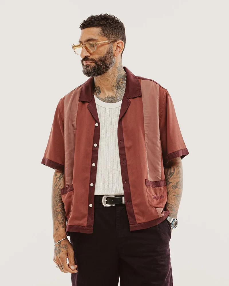 Diner Bowling Shirt - Maroon