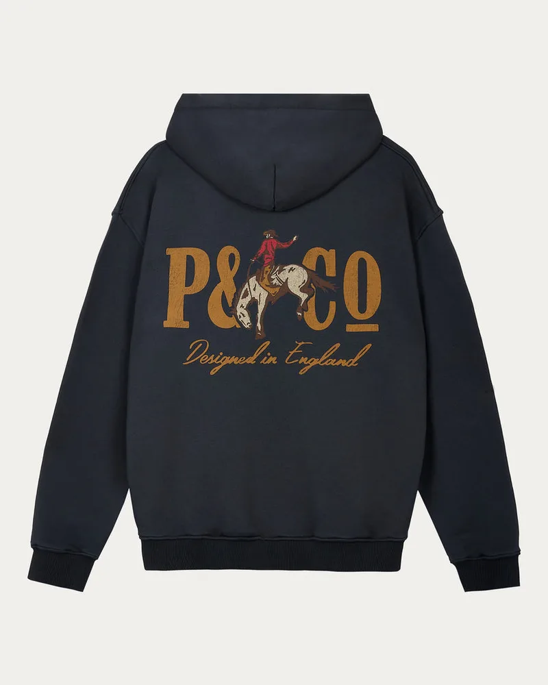 Bucking Bronco Hoodie - Washed Black