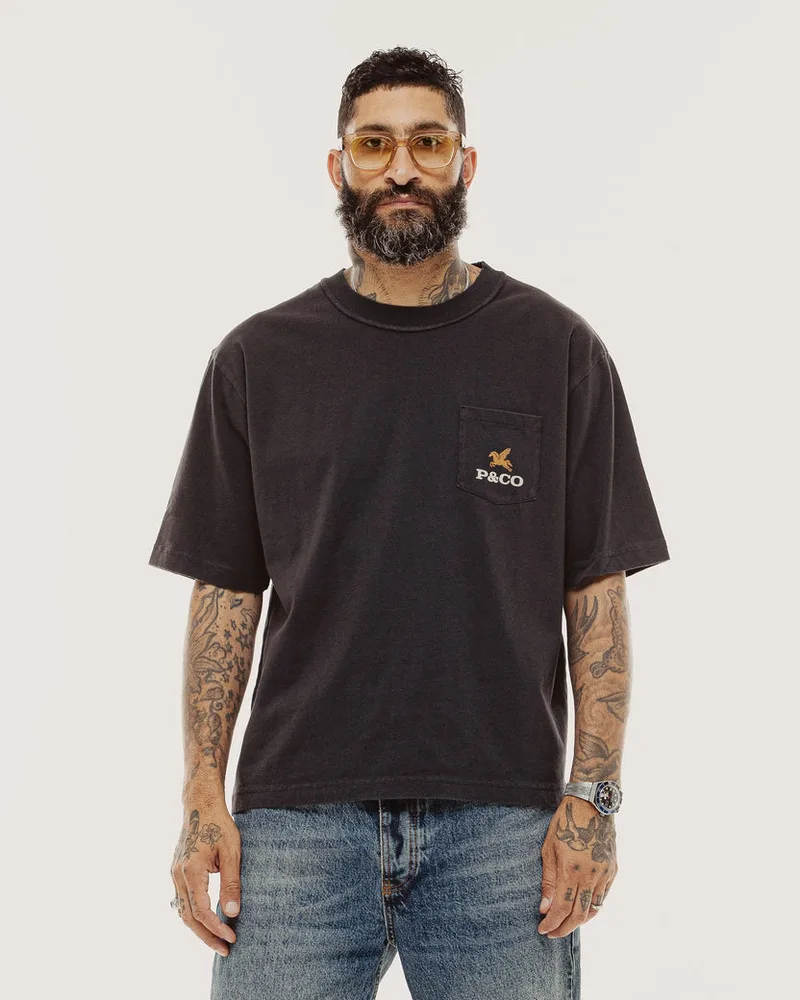 Pegasus Boxy Pocket T-Shirt - Heavy Washed Black