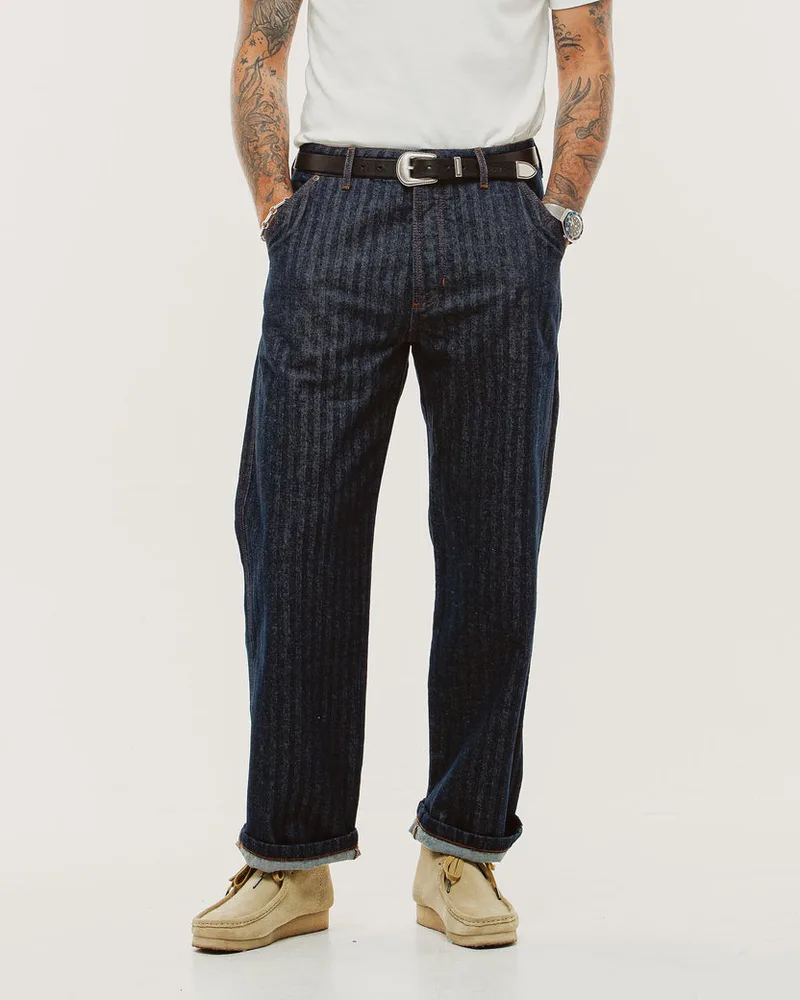 Holloway Herringbone Jeans - Washed Indigo