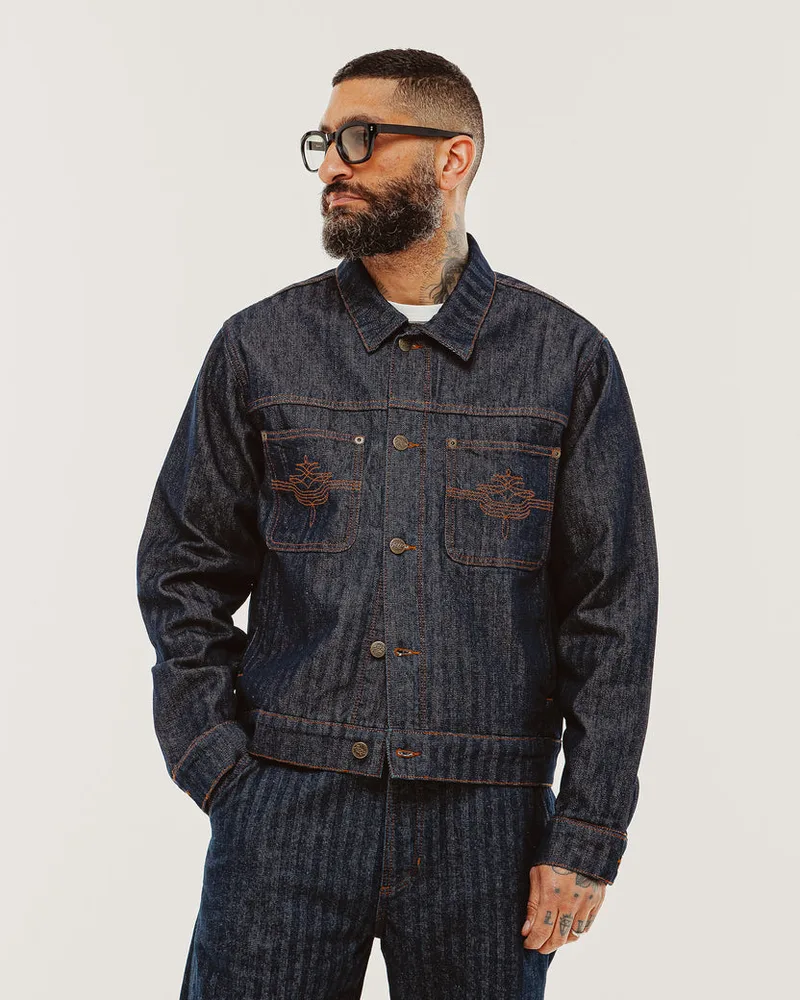 Draftsman Herringbone Denim Jacket - Washed Indigo