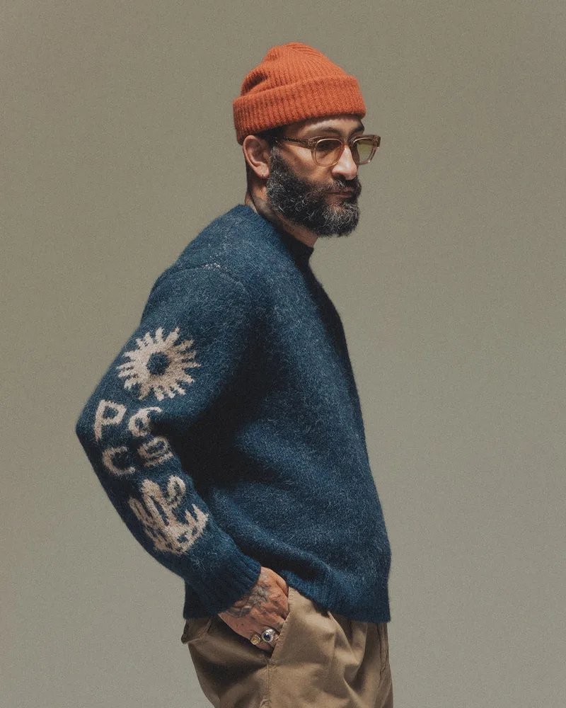 Desert Rise Intarsia Knit - Navy