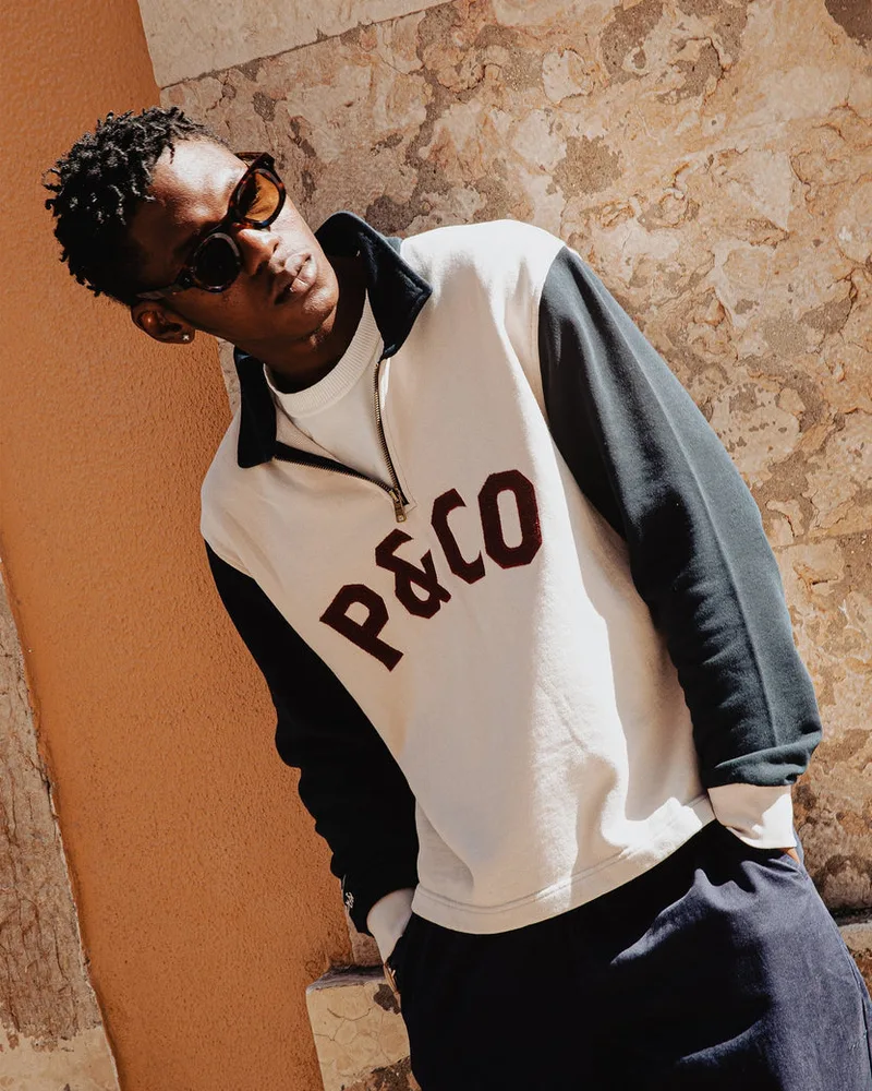 Track 1/4 Zip Jersey - Ecru & Navy