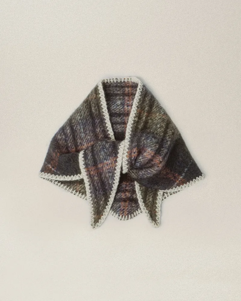 Mia Triangle Scarf - Green Plaid
