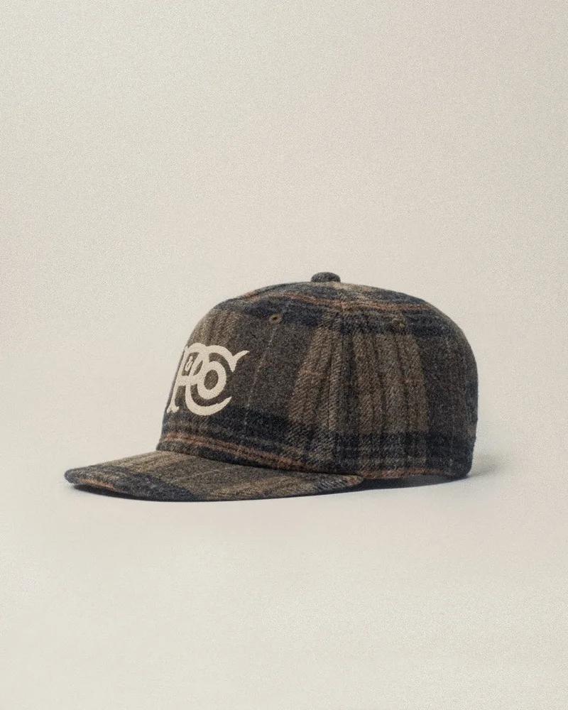 P&Co Classic Cotton Wool 5 Panel Cap - Green Plaid
