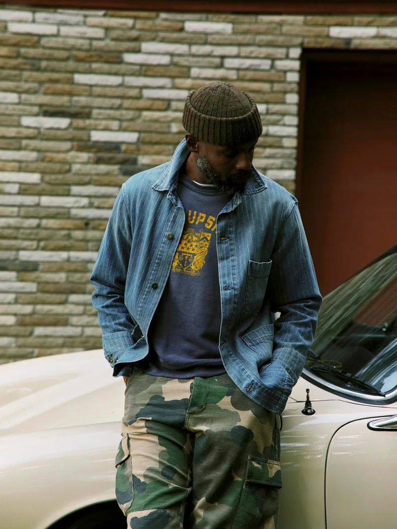 ranch jacket in washed indigo stripe