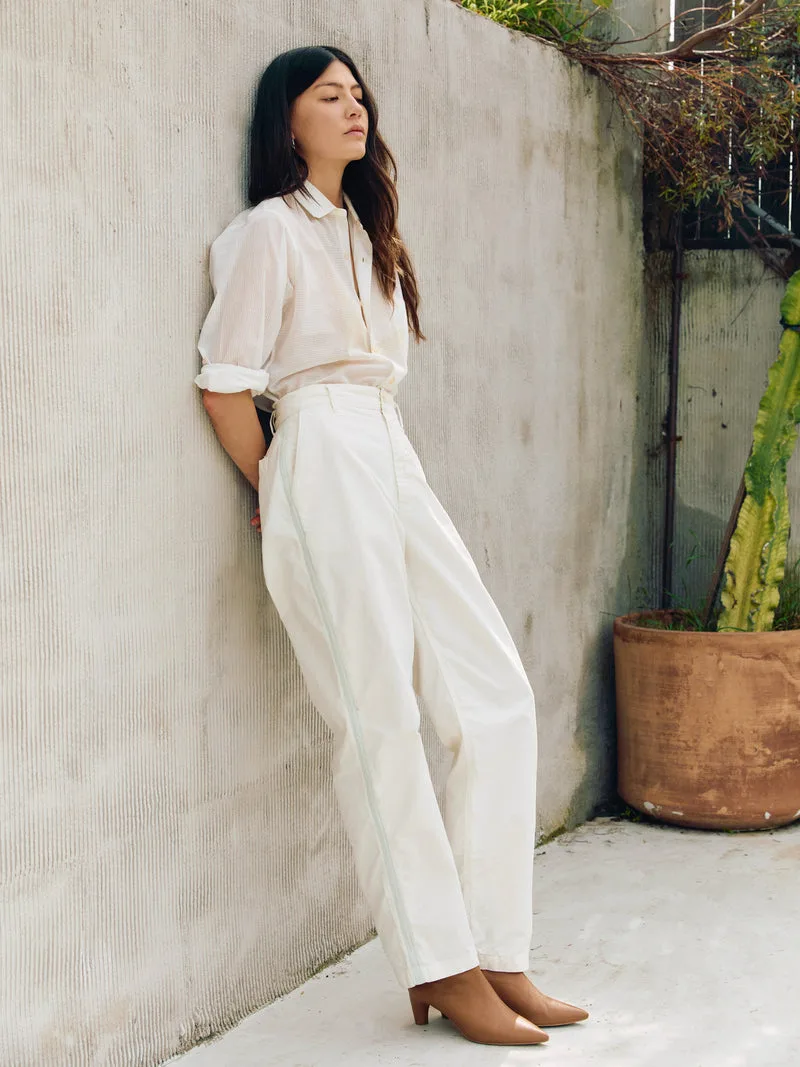 baker striped trouser in white