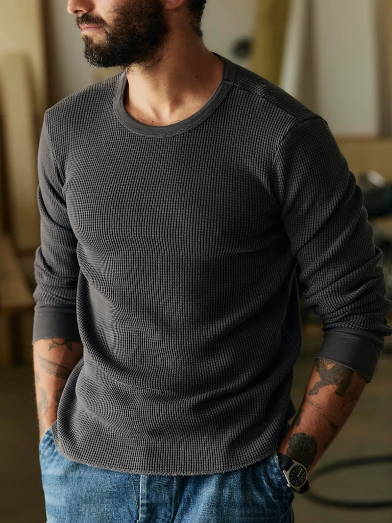long sleeve thermal crew in sunfaded black