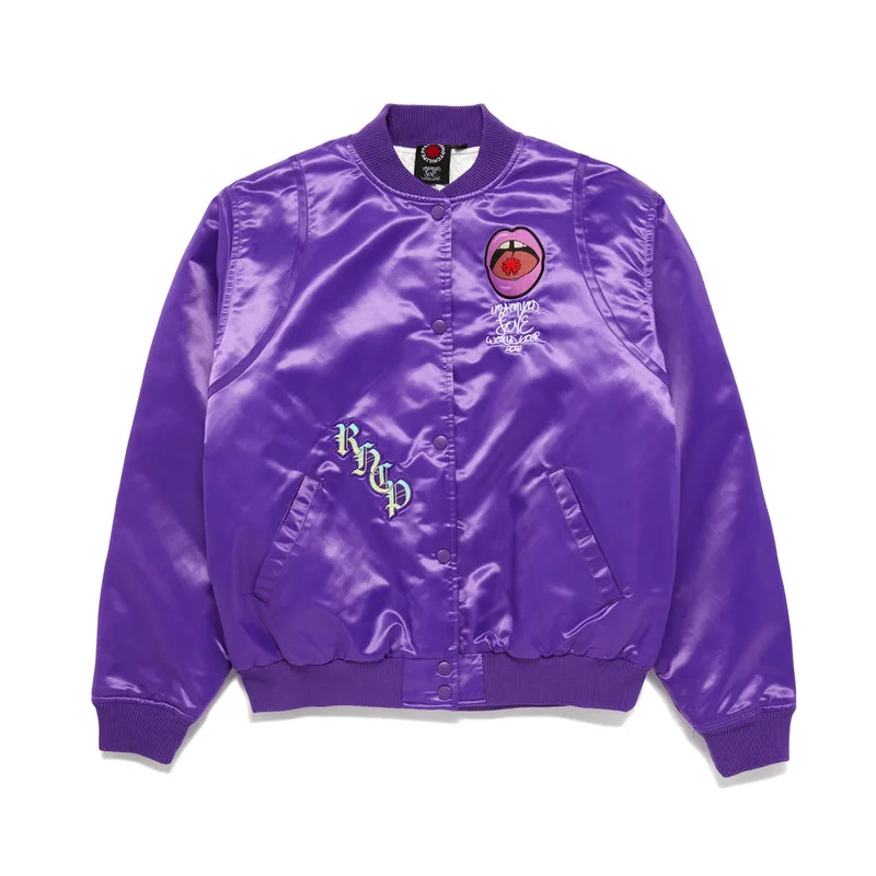 Embroidered Satin Official Tour Bomber Purple