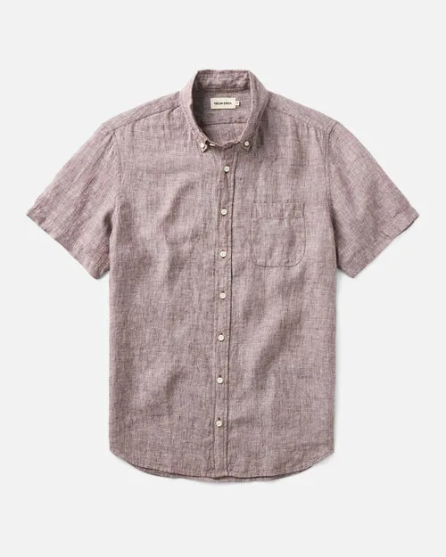The Short Sleeve Jack in Burgundy Linen